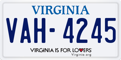 VA license plate VAH4245