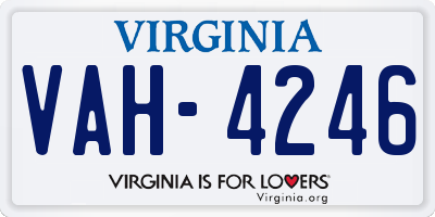VA license plate VAH4246