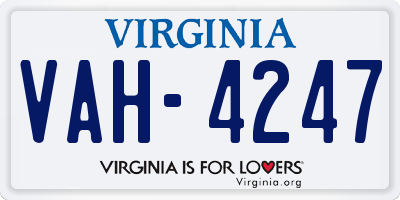 VA license plate VAH4247