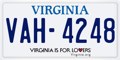 VA license plate VAH4248
