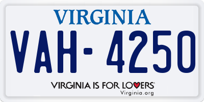 VA license plate VAH4250