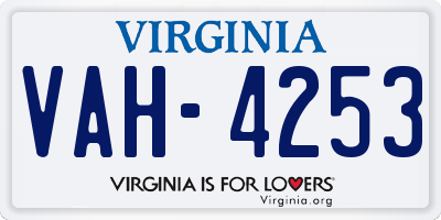 VA license plate VAH4253