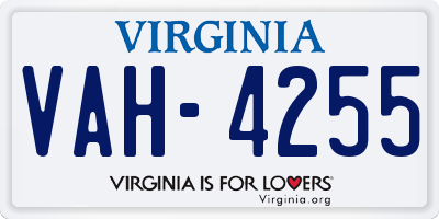 VA license plate VAH4255