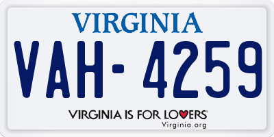 VA license plate VAH4259