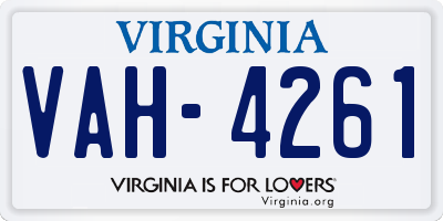 VA license plate VAH4261