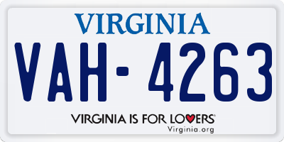 VA license plate VAH4263