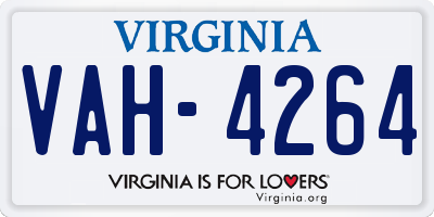 VA license plate VAH4264