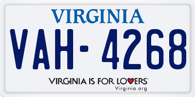 VA license plate VAH4268