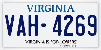 VA license plate VAH4269