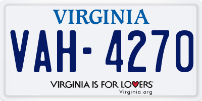 VA license plate VAH4270