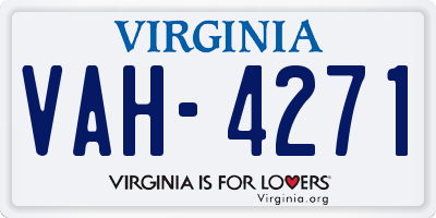 VA license plate VAH4271