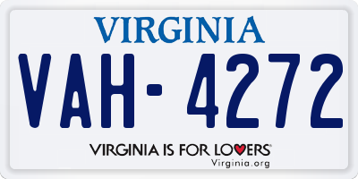 VA license plate VAH4272