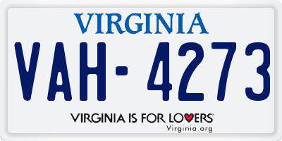 VA license plate VAH4273