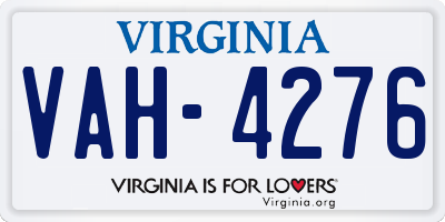 VA license plate VAH4276