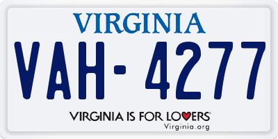 VA license plate VAH4277