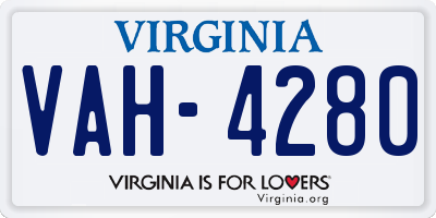 VA license plate VAH4280