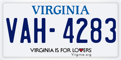 VA license plate VAH4283