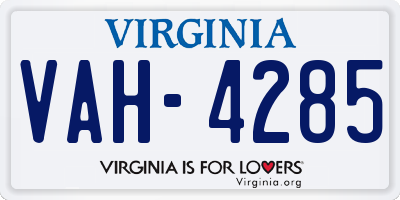 VA license plate VAH4285