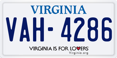 VA license plate VAH4286