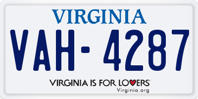 VA license plate VAH4287