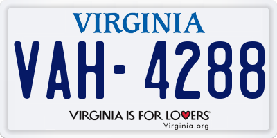 VA license plate VAH4288