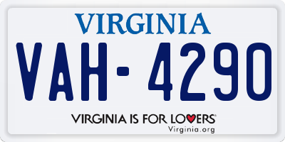 VA license plate VAH4290