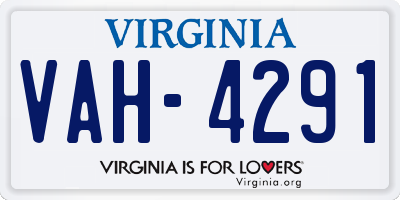VA license plate VAH4291