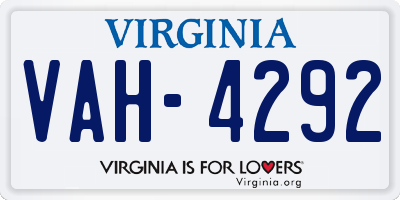 VA license plate VAH4292