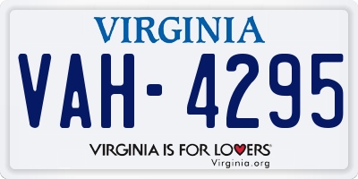 VA license plate VAH4295