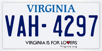 VA license plate VAH4297