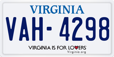 VA license plate VAH4298