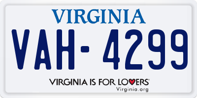 VA license plate VAH4299