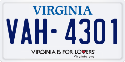 VA license plate VAH4301
