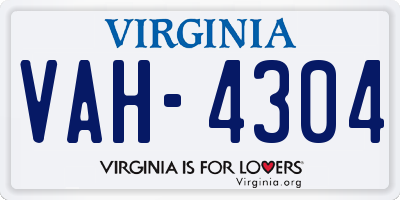 VA license plate VAH4304