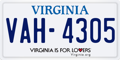 VA license plate VAH4305