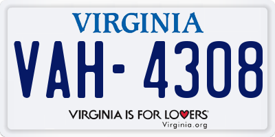VA license plate VAH4308