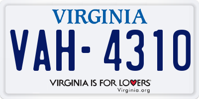 VA license plate VAH4310