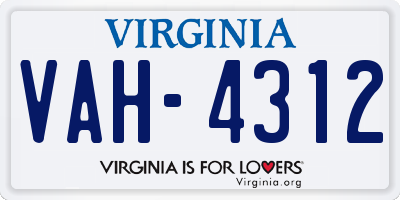 VA license plate VAH4312