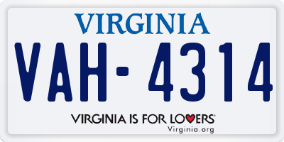 VA license plate VAH4314