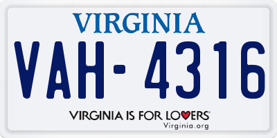 VA license plate VAH4316