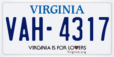 VA license plate VAH4317