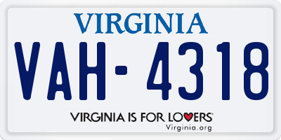 VA license plate VAH4318
