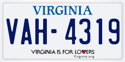 VA license plate VAH4319