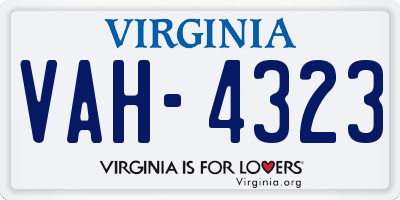 VA license plate VAH4323