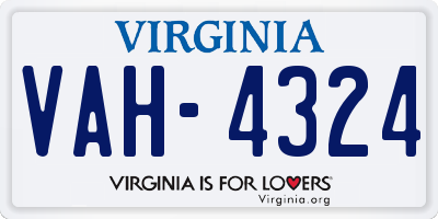 VA license plate VAH4324