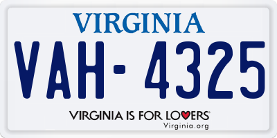 VA license plate VAH4325