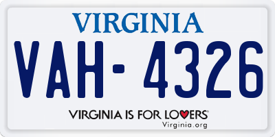 VA license plate VAH4326