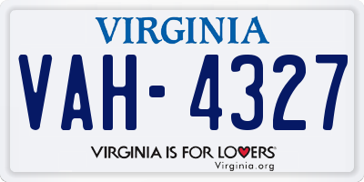 VA license plate VAH4327