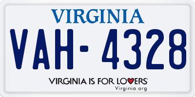 VA license plate VAH4328