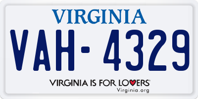 VA license plate VAH4329
